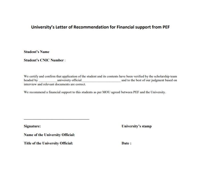 Recommendation Letter Format